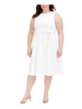 Calvin Klein Women's Sleeveless Midi Dress With Floral Trim