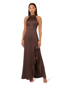 Adrianna Papell Women's Halter Slim Coulmn Gown