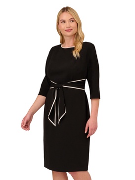 Adrianna Papell Women's Tipped Crepe Tie Dress