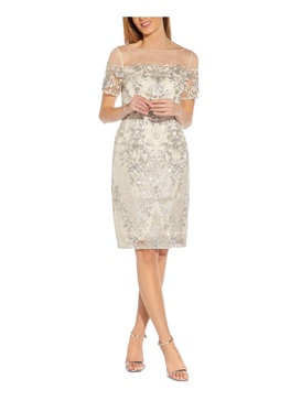Adrianna Papell Women's Sequin Embroidery Sheath Dress