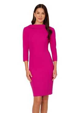 Adrianna Papell Women's Rolled Neck Crepe Midi Dress