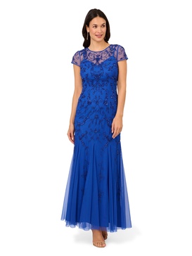 Adrianna Papell Women's Bead Mesh Godet Gown