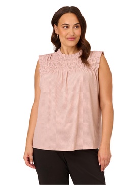 Adrianna Papell Women's Plus Size Smocked Ruffle Top