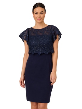 Adrianna Papell Women's Sequin Guipure Crepe Dress