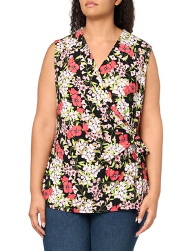 Anne Klein Women's Printed Ity Sleeveless Wrap Top