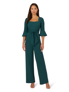 Adrianna Papell Womens Knit Crepe Tie Front Jumpsuit