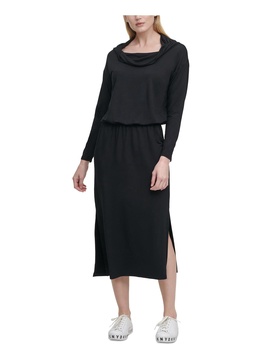 DKNY Women's Long Sleeve Dress Cowl Neck Midi