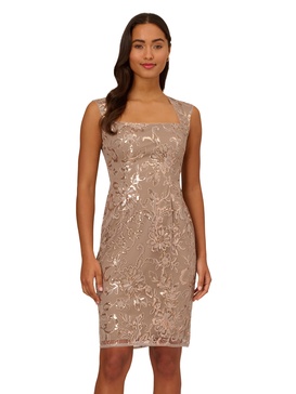 Adrianna Papell Women's Floral Sequin Sheath Dress