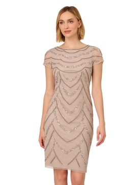 Adrianna Papell Women's Beaded Cocktail Dress, Marble