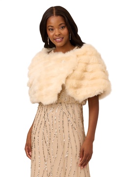 Adrianna Papell womens Faux Fur Brooch Coverup