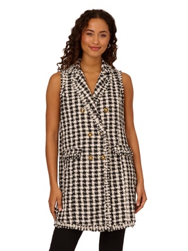 Adrianna Papell Women's Raw Edge Tunic Vest Jacket