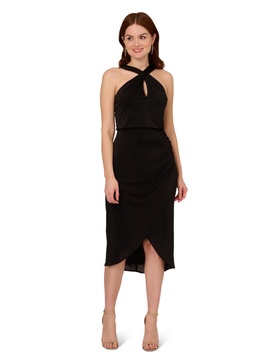 Adrianna Papell Women's Novelty Faux Wrap Dress