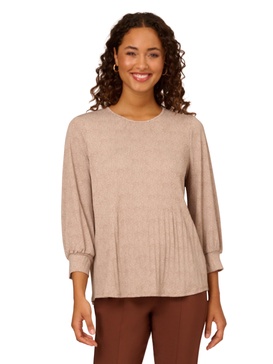 Adrianna Papell Women's Print Knit Pleated Trapeze Top