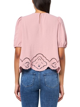 Adrianna Papell Women's Airflow Eyelet Embroidered Woven Crop Top