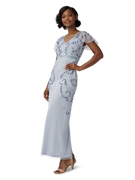 Adrianna Papell Women's Beaded Flutter Gown