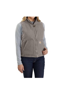 Carhartt Women's Relaxed Fit Washed Duck Sherpa-Lined Mock-Neck Vest
