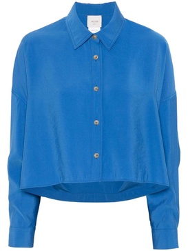 women's drop shoulder electric blue shirt