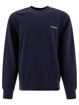 Script Embroidery Sweatshirts Blue