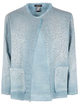 Avant Toi Round Neck Micro Mat Stitch Jacket With Studs And Rhinestones Clothing