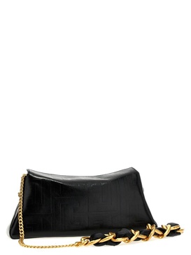 Balmain 1945 Clutch Bag In Calf Leather With Chain And Logo