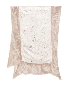 Avant Toi Marble Lamination Effect Silk Scarf With Destroyed Edges 165X65 Accessories
