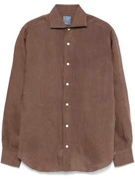 Barba Brown Shirt In Linen