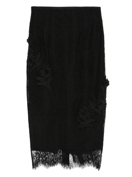 Blumarine Black Midi Skirt In Lace