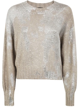 Avant Toi Metallic Knots On Cotton Roundneck Pullover With Lamination Clothing