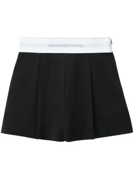 Alexander Wang High Waisted Pleated Short With Logo Elastic Clothing