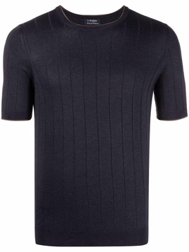 Barba Ribbed-Knit Silk T-Shirt