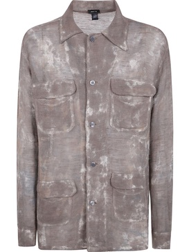 Avant Toi Dirty Effect Linen And Cotton Net Fabric Shirt With Pockets Clothing