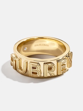 18K Gold Custom Etched Block Ring