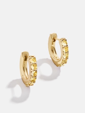 18K Gold Birthstone Huggie Earrings