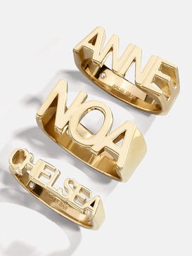 18K Gold Custom Fineline Nameplate Ring