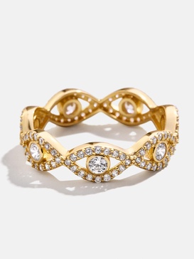 18K Gold Evil Eye Pavé Ring