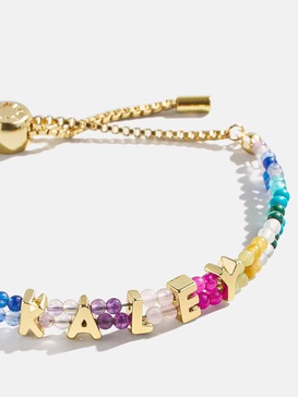 Semi-Precious Custom Nameplate Bracelet