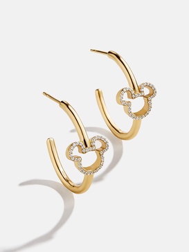 Disney Mickey Mouse 18K Gold Plated Sterling Silver Hoop Earrings