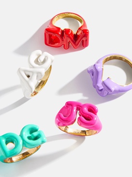 Custom Double Initial Enamel Block Ring