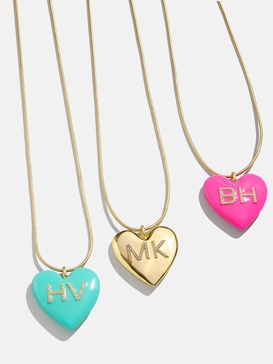 Custom Initial Enamel Heart Pendant Necklace