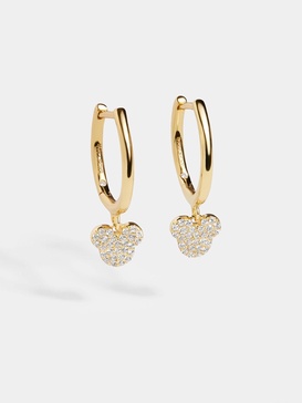 Mickey Mouse Disney 18K Gold Plated Sterling Silver Huggie Charm Earrings