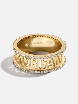 18K Gold Custom Barrel Name Cutout Ring