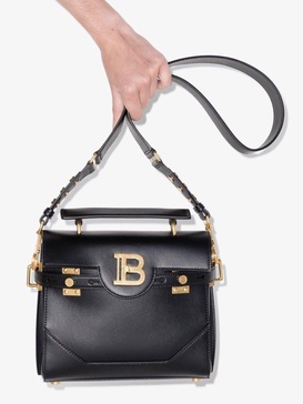 Black Leather Handbag with Gold Clasp