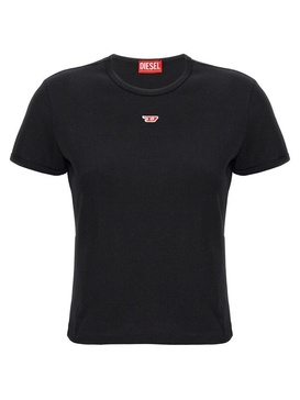 Black stretch cotton T-shirt with logo