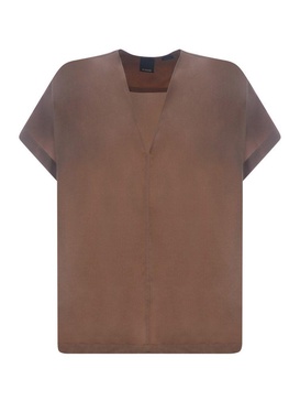 V-neck Stretch Satin Blouse