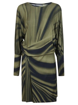 Ombre-printed Crewneck Dress