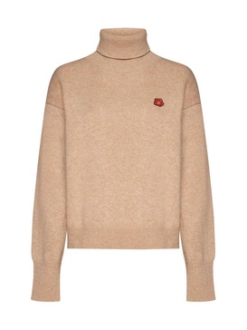 Boxy Crest Turtle Neck Sweater