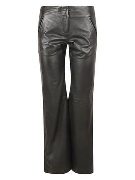 Wide Leg Shiny Leather Trousers