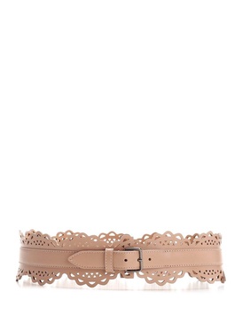 Laser-cut leather corset belt