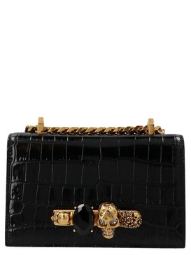 Mini Jeweled croc embossed shoulder bag