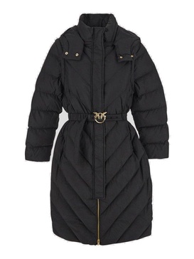 Belted High Neck Hooded Coat